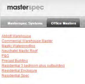 Adding Worksections from Office Masters to your Specification 1.