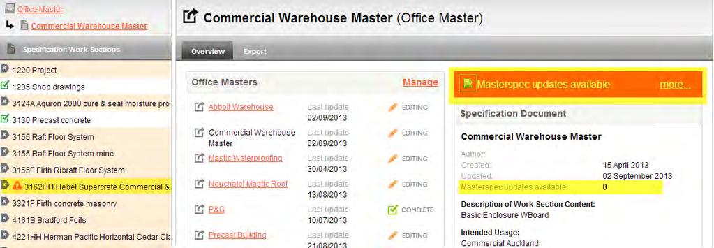 Recognising Out of Date Office Masters Masterspec NextGen2 Training Manual V6 1.