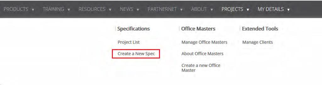 2: CREATING SPECIFICATIONS Creating a New Specification Document To create a new Specification Document, simply click on the Add