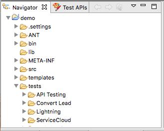 Clicking the triangle next to the project folder will expand it to show the files within. Test Cases are stored in the /tests folder.