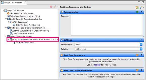 In the Test Step parameters pane, Click into the Row Locator box.
