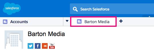 ) Once you are navigated to the Barton Media Account, note that this has opened in a new Primary Tab: This Primary Tab opened up automatically and