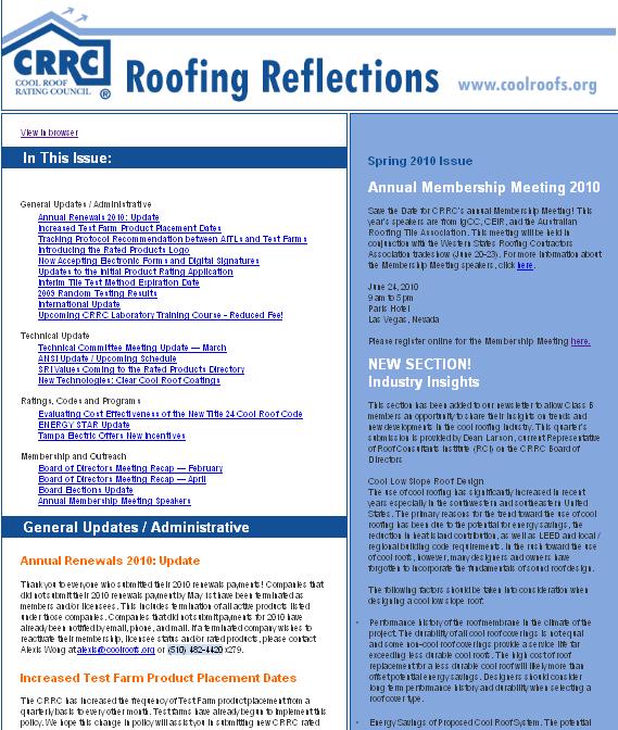 Newsletters Roofing Reflections