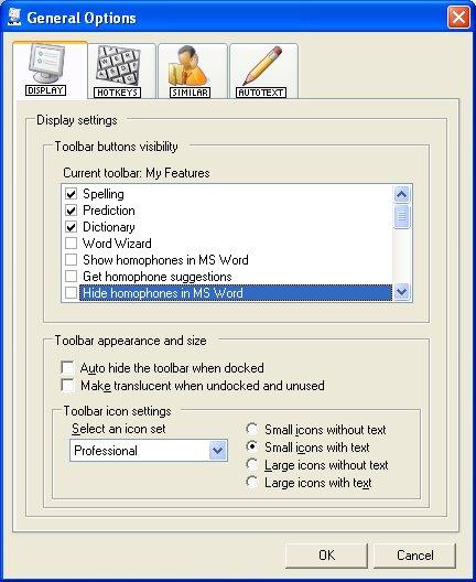 Read&Write 9 Getting started Current toolbar Toolbar buttons list box Small icons without text radio button Select an icon set drop down list Small icons with text radio button Figure 2-4 Display tab