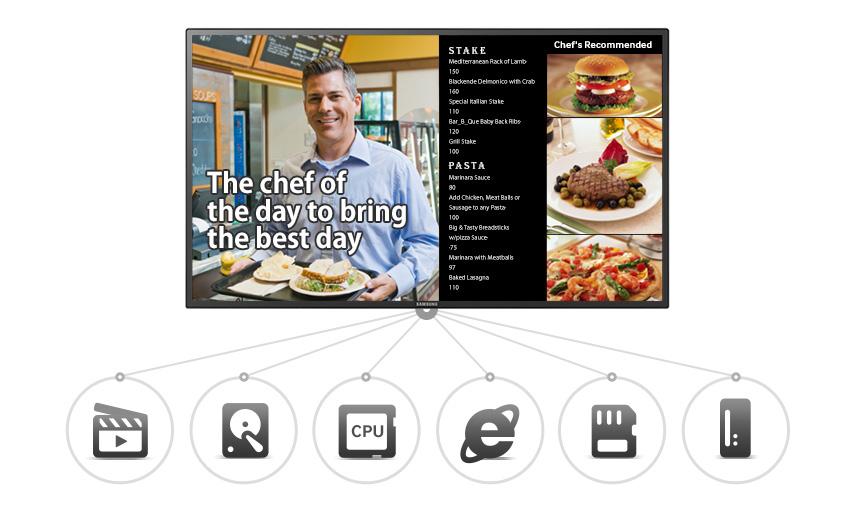 Accessible control for single or multiple displays The ability to efficiently schedule, play and update content with Samsung MagicInfo Lite software conserves company resources and lowers operational