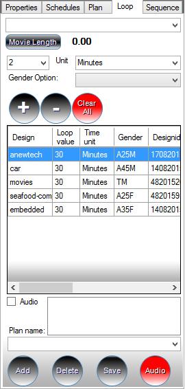 Figure 5-19 Loop tab Select unit of time (Second, Minutes, Hours, Days, Weeks) Select Gender Option to tag to design name. (Example based on Figure 5-19, A25M was selected in the option.