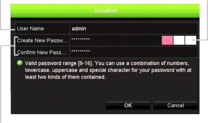 Chapter 1: Product introduction Figure 1: Password activation window User Name: It is always admin. It cannot be changed. The bar showing password strength Enter the new admin password and confirm it.