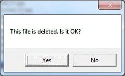 delete. The following message will appear.