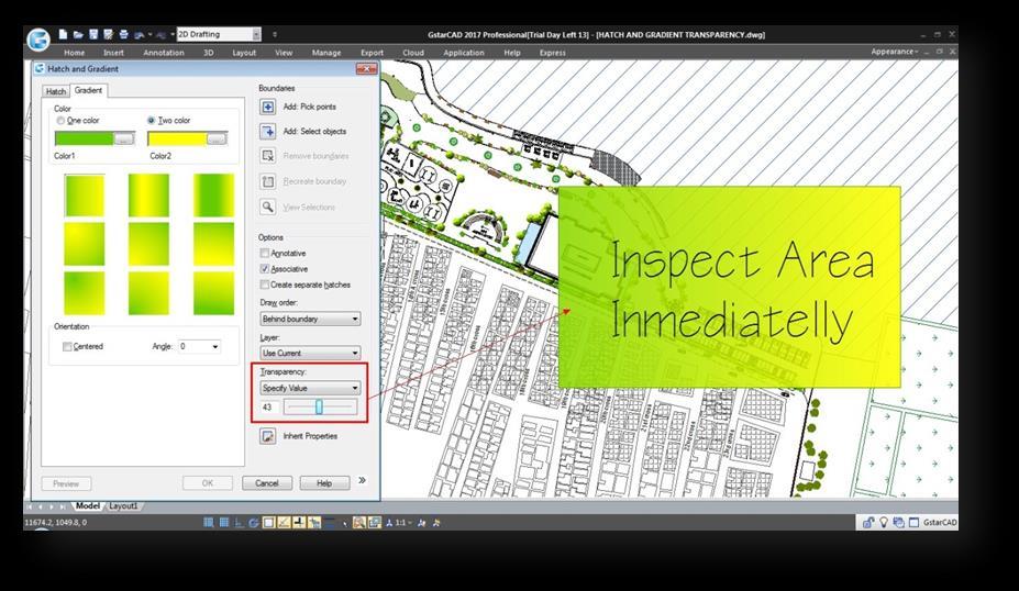 Apply Transparency from Hatch Edit Dialog Box -Double-Click any hatch or gradient object on your drawing.