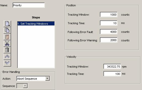 Functions Copley Indexer 2 Program User Guide 4.10: Set Tracking Windows 4.10.1: Set Tracking Windows Function Overview This function modifies the velocity and position tracking windows. 4.10.2: Adding a Set Tracking Windows Step to a Sequence Click Add New Step on the Program tab to open Indexer Functions.