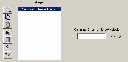 Copley Indexer 2 Program User Guide Functions 4.20: Camming Internal Master 4.20.1: Camming Internal Master Function Overview This function is used to change the velocity of the Camming Internal Master.