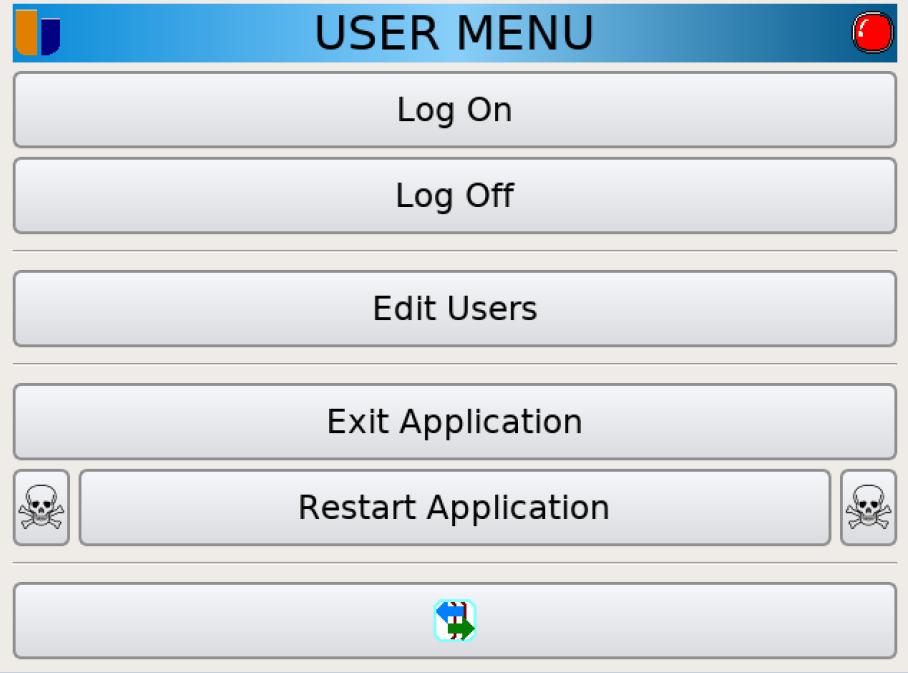 PROTHERM 455 User Manual Rev. 3.0 Page 48 of 63 8 Users Menu: Figure 43: Users Main Menu Log On: This will allow a user to log on with their username and password.