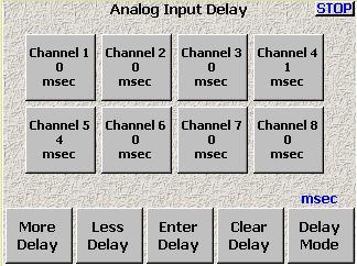 Zaxcom Deva User s Manual Chapter 3 (Analog / Digital) Input Delay page Page purpose: This page allows you to set a digital delay for any of the analog or digital inputs.