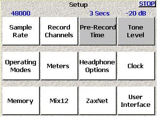 Chapter 3 Zaxcom Deva User s Manual Setup page Page purpose: It sets the main operating parameters such as sample-rate, number of channels, sync reference, etc.
