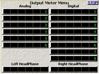 Zaxcom Deva User s Manual Chapter 3 Output Meter Menu page Page purpose: Simultaneously displays all of the output levels.