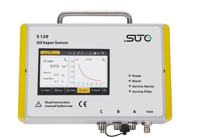 S 120 OIL VAPOR SENSOR Features QUALITY AND PURITY OF COMPRESSED AIR The new oil vapor sensor S 120 monitors oil contents of compressed air and gases permanently or for spot checks when used as