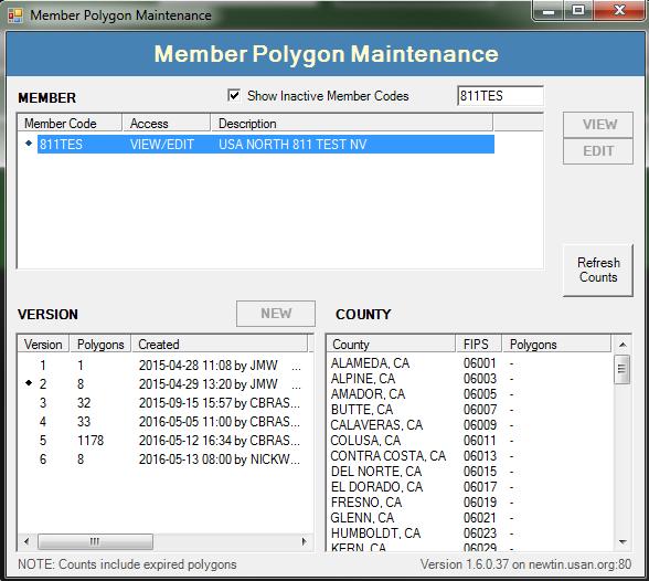 Viewing your existing service area To view the service area associated with a particular code, select which version you want to look at from the list, then choose