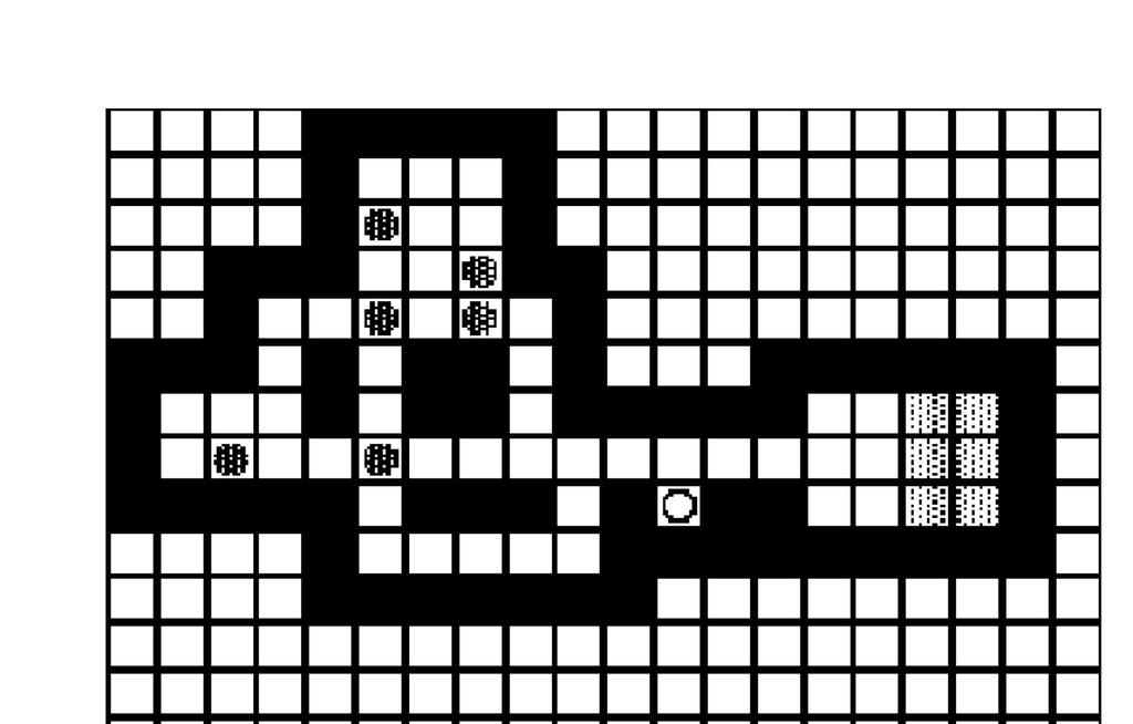 It shows the maze used in the first level of the game overlaid with a grid that can be used to identify locations within the maze.