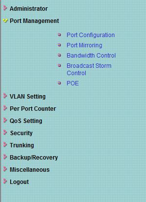 Port Management Menu The Port Management menu lets you perform the following tasks: Port Configuration configures switch ports. See page 48.