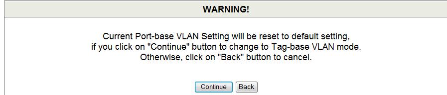 Changing to a Tagged-Based VLAN If the VLAN Mode page appears as shown below, the switch is configured for port-based VLAN. To switch to a tagged-based VLAN: 1. Click Change VLAN Mode.