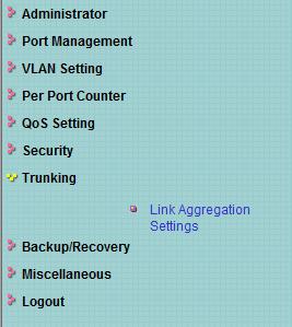Trunking Menu The Trunking menu lets you perform the following task: Link