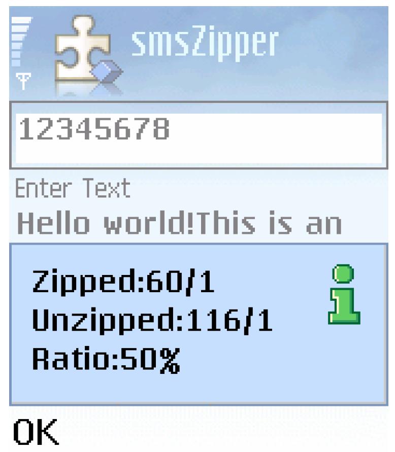 a) b) Figure 1.1: Screen shots of the SMSzipper software. Figure a) illustrates the own cell phone software, which uses the compression method introduced in the first part of this work.