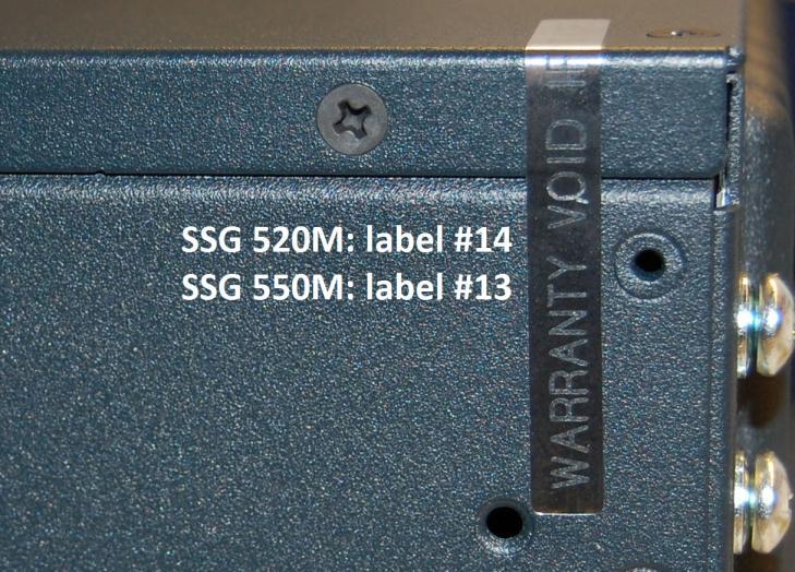 Figure 6: Rear corner of the SSG 520M and 550M Tamper-evident seals (14 for the SSG 520M, 13 for the SSG 550M) should be applied to: The front of the device as shown in Figure 3: Label #1 applied