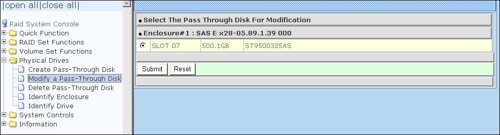 5.4.2 Modify a Pass-Through Disk Use this option to modify the attribute of a Pass-Through Disk.