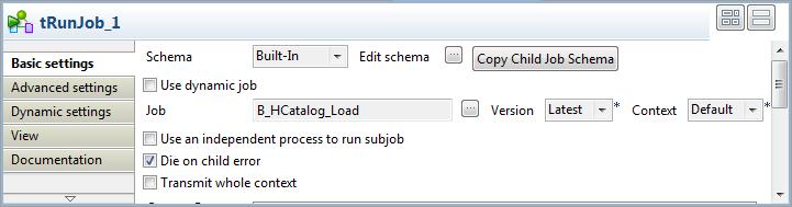 Translating the scenario into Jobs 5. Double-click the trunjob component again to open the next Job.