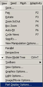 18. In the menu bar select View, Part Display Options a.