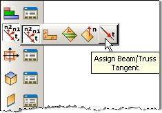 In the toolbox area click on the Assign Beam/Truss Tangent icon