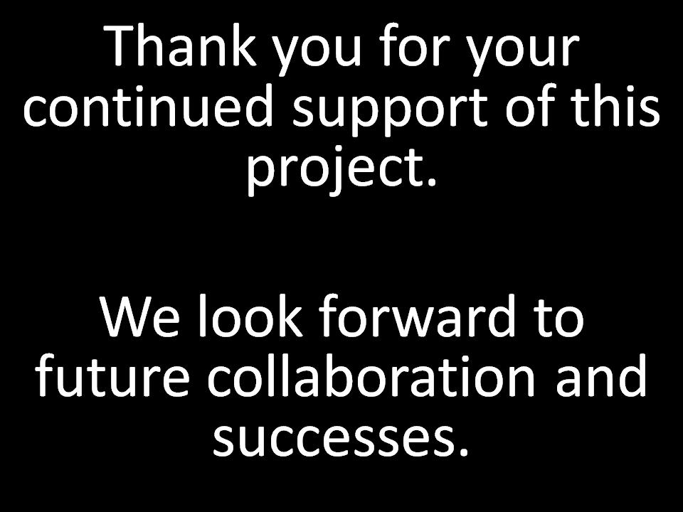 22 Thank you again for your continued support of this project and we look forward to future