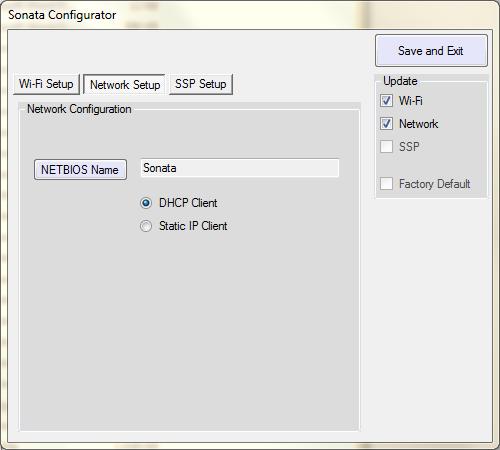 Sonata Preamplifier User s Manual Page 11 of 20 Next Click the Network Setup Tab. 5. Click on the NETBIOS Name button if you want to change the default name.