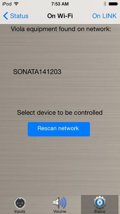 Sonata Preamplifier User s Manual Page 8 of 20 Network Setup will populate all equipment found on