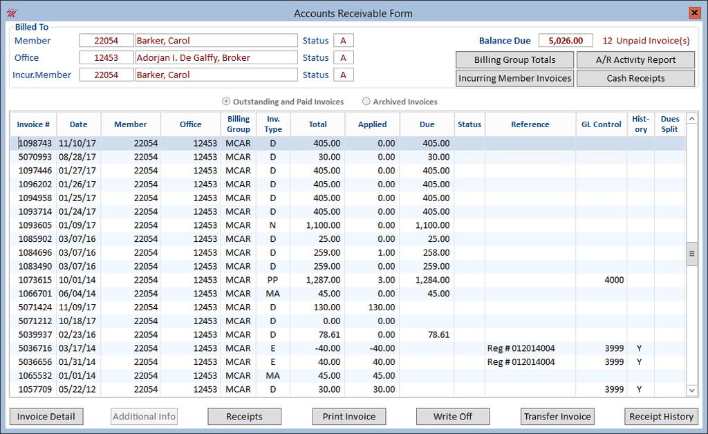 Redesigned Accounts/Receivable Form Cloud AMS s Accounts Receivable feature has been reorganized and redesigned to provide a more efficient workflow.