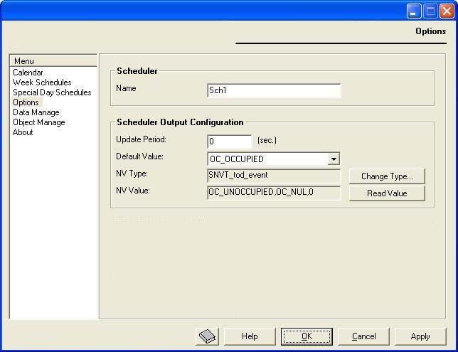 Scheduler Configuration Tool Options The Options module contains the configuration parameters for the Scheduler configuration tool output.