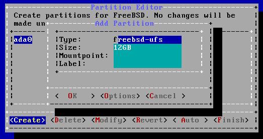bsdinstall (FreeBSD 9) (10) Add partitions freebsd-boot