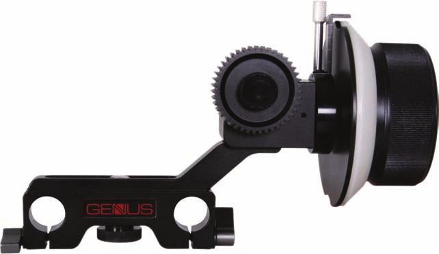 NEW_genus_8pp_A4_V2:0 25/10/10 15:07 Page 6 Superior Follow Focus Ultra-smooth action when adjusting focus Snap-On Bar quick release system, 15mm (3/5 ) diameter bars by 60mm (2 2/5 ) spacing Sliding