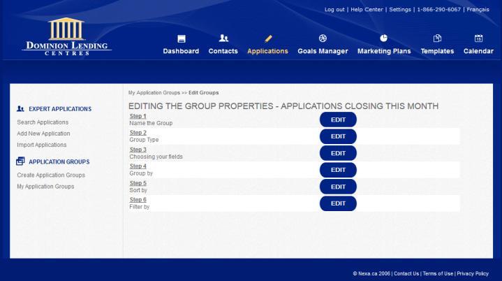 Editing Groups To edit the contacts or applications of a group, click the Contacts or Applications tab along the top.