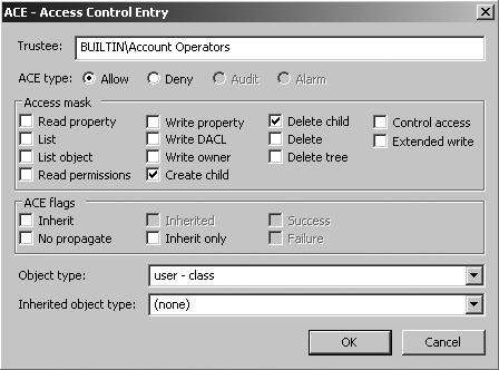 exe, you are able to modify specific permissions and ACE flags on various object types and specify