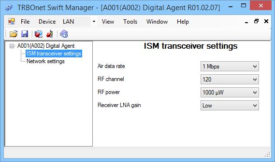 Figure 14: Configuring the NRF connection with the radio (Optional) In the left pane, click A001(A002) Digital Agent and protect the configuration with the password.