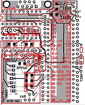D2 1N4004 (optional)! U1 40pin AVR Mega163l! U2 AVR AT90S1200! U3 MAX 233 or equiv! U4 24LC256 or 24LC65 or FM24CL64 FRAM! 1-40 pin DIP socket (U1)! 2-20 pin DIP socket (U2,U3)!