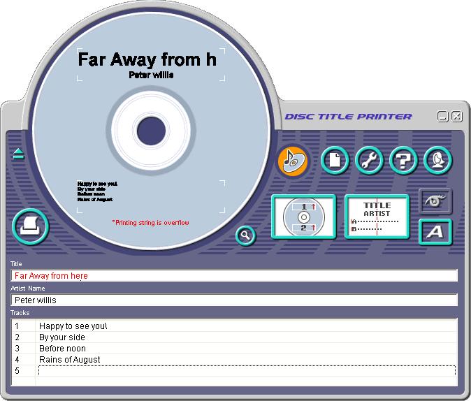 2. Click. This displays the main window for the music label template. Label Preview Image 3. Input the text data you want.