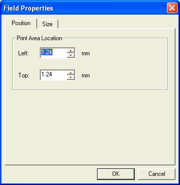 Configuring Field Properties (Free Design Template) 3. Input the values you want. The settings you configure are reflected in the preview image on the main window. 4. Click the Size tab.