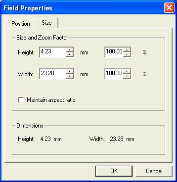 The unit of measurement (millimeters, pixels, inches) used on the Field Properties dialog box is the same as that selected with the ruler unit of measurement button (page 47).