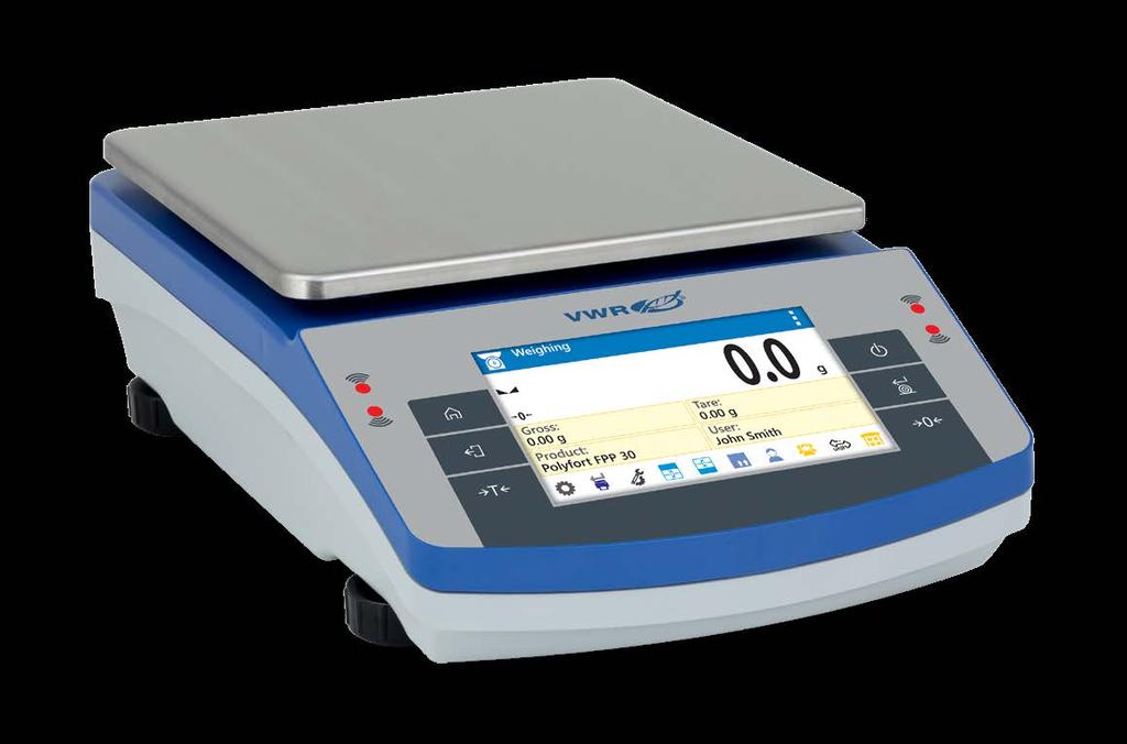 VWR B2T-SERIES BALANCES B2T-Series: Touch Display Balance Large Weigh Pan features advanced weighing options for higher capacity applications. Simple Operation using a 12.