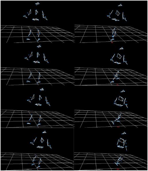 Figure 9: Realtime motion capture using asymmetric marker placements developed two algorithms to solve Eq.(13) using linear programming and quadratic programming that minimizes the total muscle force.