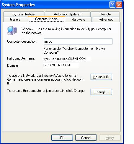 7 TCP/IP Network Basics 4 This figure shows an example Identification Changes dialog box on a