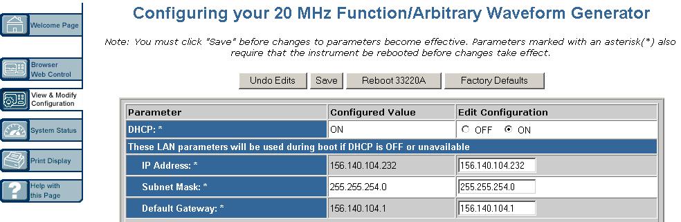 2 Connecting Instruments to LAN box to display the Configuring the Instrument Page. You can then set/change instrument parameters as required 4 Set/Change TCP/IP Parameters.