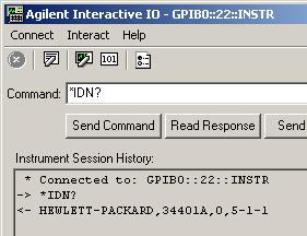 Connecting Instruments to GPIB 4 this example below. (You can also click the Send Command and Read Response buttons separately for additional control over these actions.